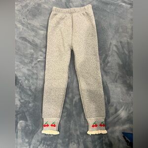 Gray Kids Fleece Leggings with Cherry Design